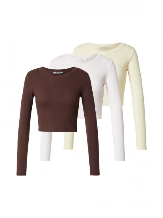Foto van product ABOUT YOU Shirt 'Loretta' bruin / lichtgeel / natuurwit