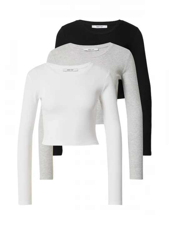 Foto van product ABOUT YOU Shirt 'Loretta' grijs gemêleerd / zwart / wit