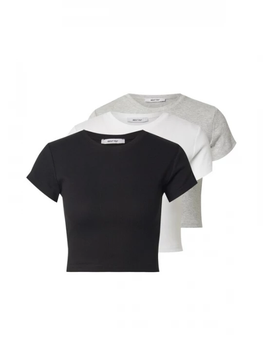Foto van product ABOUT YOU Shirt 'Loryn' grijs gemêleerd / zwart / wit