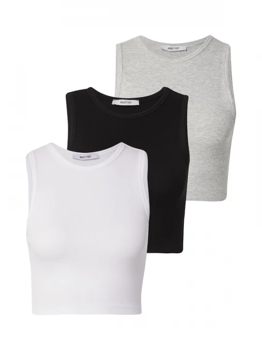 Foto van product ABOUT YOU Top 'Dinah' grijs gemêleerd / zwart / wit