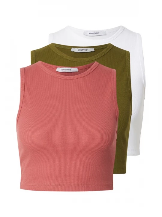 Foto van product ABOUT YOU Top 'Dinah' olijfgroen / pitaja roze / wit