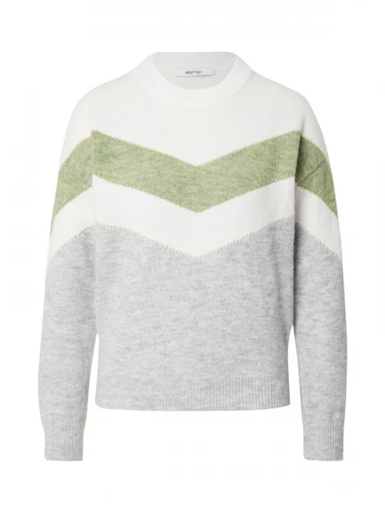 Foto van product ABOUT YOU Trui 'Janine' grijs / groen / wit