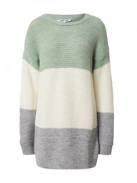 Foto van product ABOUT YOU Trui 'Larissa' grijs gemêleerd / mintgroen / wit