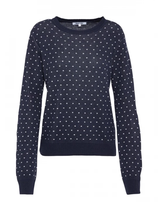 Foto van product ABOUT YOU Trui 'Leena Jumper' donkerblauw / wit