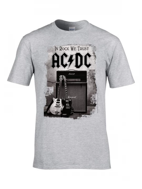 Foto van product AC / DC Shirt 'AC / DC In rock we trust Grey t-shirt' grijs AC/DC