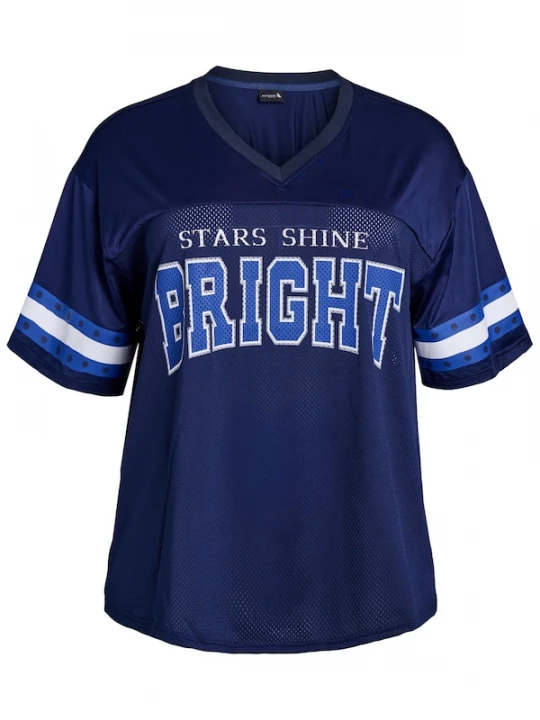 Foto van product Active by Zizzi Functioneel shirt 'Ashine' navy / royal blue / koningsblauw / lichtgrijs / wit