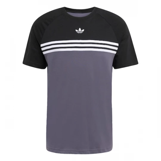 Foto van product ADIDAS ORIGINALS Shirt 'CHEST STRIPES' basaltgrijs / zwart / wit
