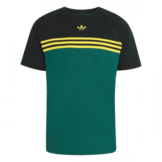 Foto van product ADIDAS ORIGINALS Shirt 'CHEST STRIPES' donkergeel / smaragd / zwart