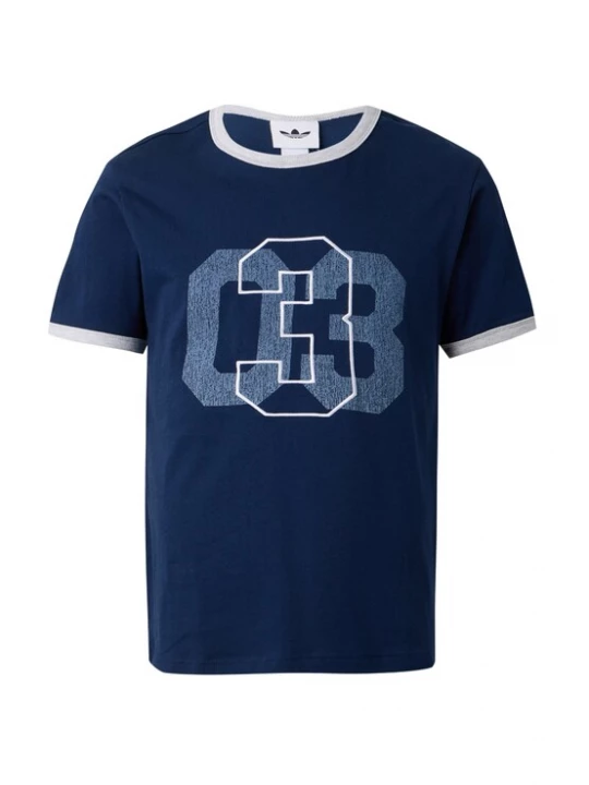 Foto van product ADIDAS ORIGINALS Shirt 'RINGER' indigo / opaal / wit