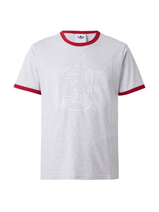 Foto van product ADIDAS ORIGINALS Shirt 'RINGER' lichtgrijs / rood