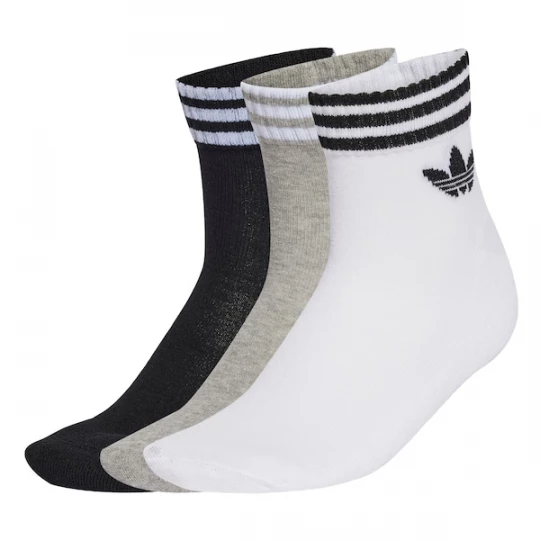 Foto van product ADIDAS ORIGINALS Sokken '3-Stripes Ankle 3 Pairs' grijs gemêleerd / zwart / wit