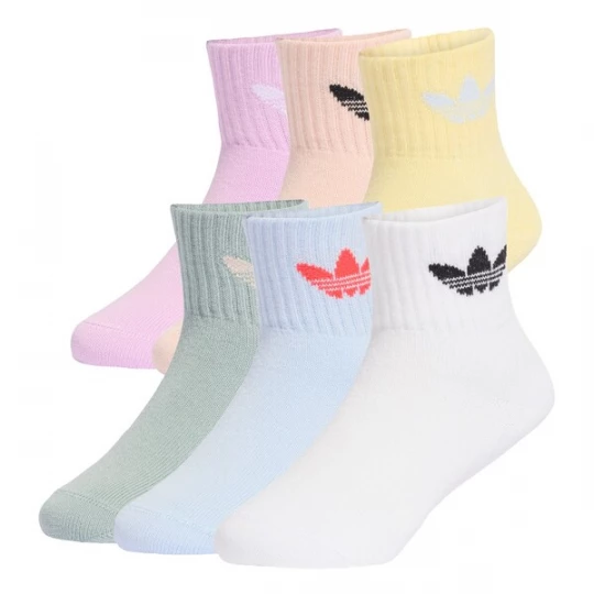 Foto van product ADIDAS ORIGINALS Sokken 'Ankle 6 Pairs Kids' lichtblauw / geel / mintgroen / orchidee / rosa / wit