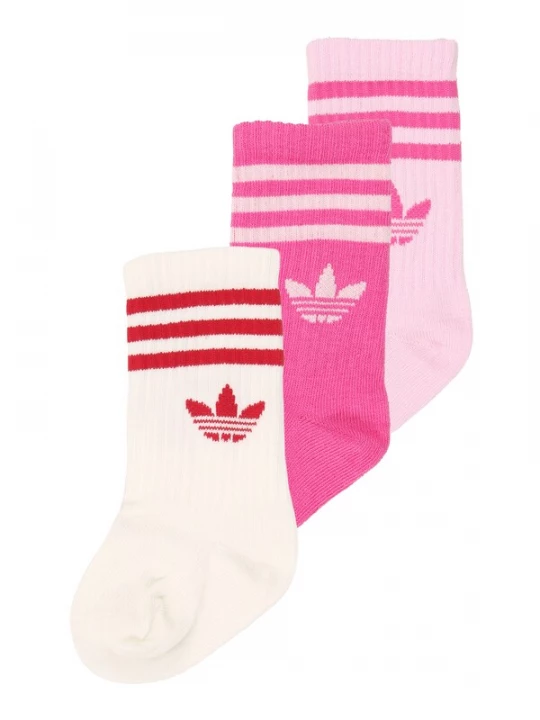 Foto van product ADIDAS ORIGINALS Sokken 'CREW SOCK 3P' lichtroze / donkerroze / rood / natuurwit