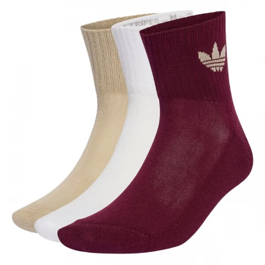 Foto van product ADIDAS ORIGINALS Sokken 'Mid Crew 3 Pairs' sand / bordeaux / wit