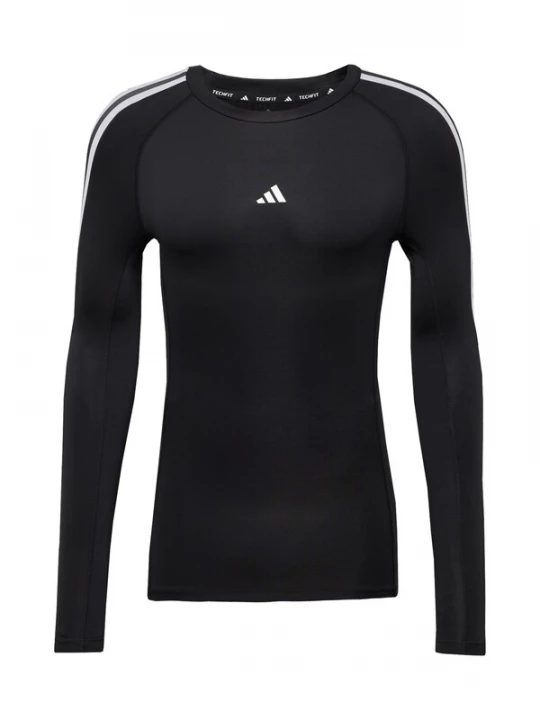 Foto van product ADIDAS PERFORMANCE Functioneel shirt 'TECHFIT Compression Training 3-Stripes Long Sleeve' zwart / wit