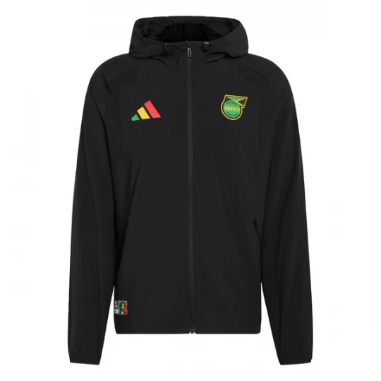 Foto van product ADIDAS PERFORMANCE Sportjas 'Jamaika x Bob Marley Tiro Travel' geel / lichtgroen / oudroze / zwart