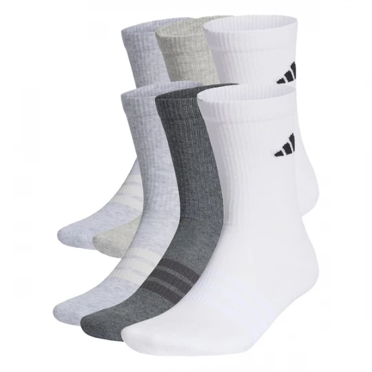 Foto van product ADIDAS PERFORMANCE Sportsokken 'CUSHIONED CREW 6 PAIR PACK' lichtgrijs / grijs gemêleerd / zwart / wit
