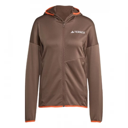 Foto van product ADIDAS TERREX Functionele fleece jas 'Xperior' chocoladebruin / oranje / wit