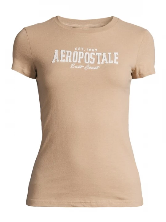 Foto van product AÉROPOSTALE Shirt donkerbeige / wit AEROPOSTALE