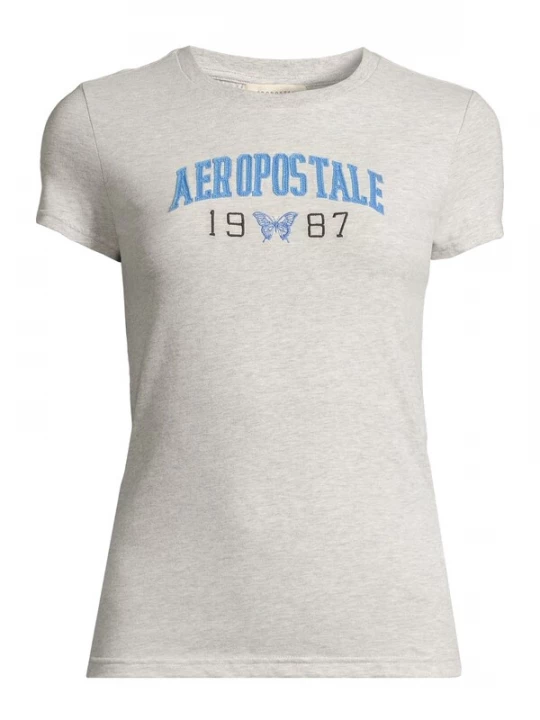 Foto van product AÉROPOSTALE Shirt 'JKI ARCH 1987 BTTRFLY' azuur / grijs gemêleerd / zwart AEROPOSTALE