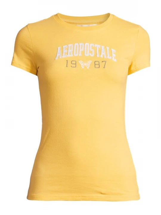 Foto van product AÉROPOSTALE Shirt 'JKI ARCH 1987 BTTRFLY' geel / zwart / wit AEROPOSTALE