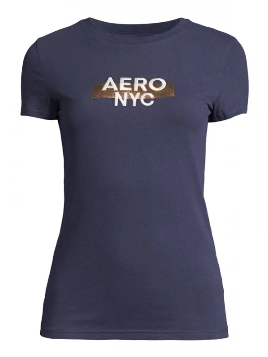Foto van product AÉROPOSTALE Shirt 'JUL' navy / goudgeel / wit AEROPOSTALE