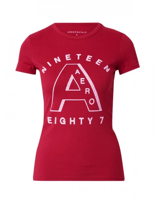 Foto van product AÉROPOSTALE Shirt 'NINETEEN EIGHTY 7' rood / wit AEROPOSTALE