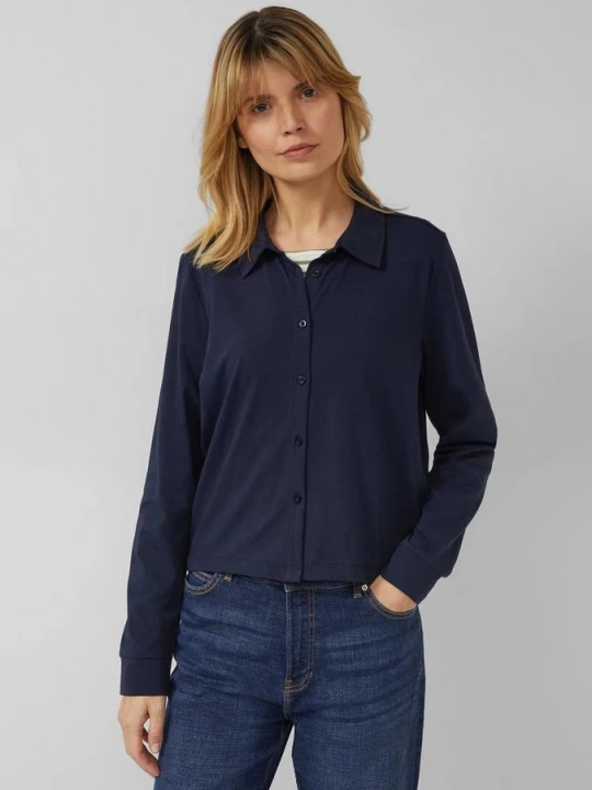 Foto van product Afgesneden jersey blouse met elastische tailleband aan de achterkant s.Oliver blauw