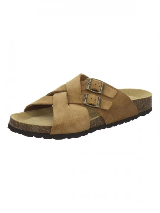Foto van product AFS-Schuhe Muiltjes 'Pantoletten Herren Kreuzbandage cognac Veloursleder' cognac