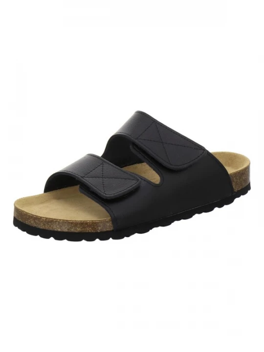 Foto van product AFS-Schuhe Muiltjes 'Pantoletten Herren schwarz Leder mit Klettverschluss' zwart