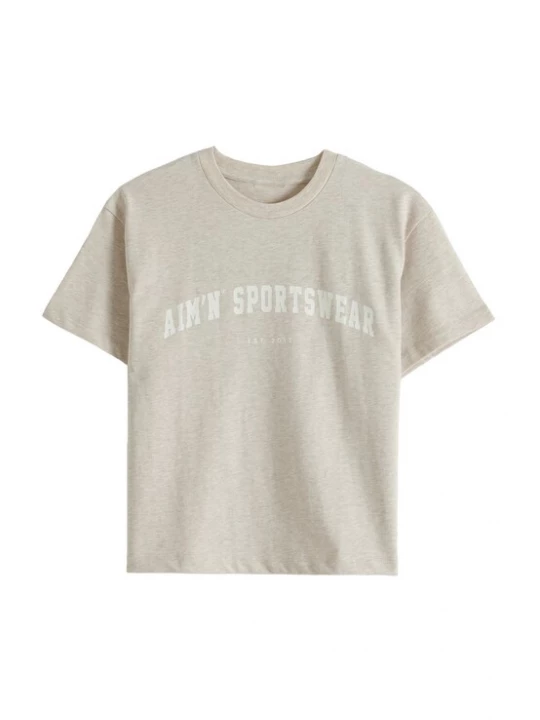 Foto van product Aim'n Functioneel shirt 'Varsity' beige gemêleerd / natuurwit AIMN