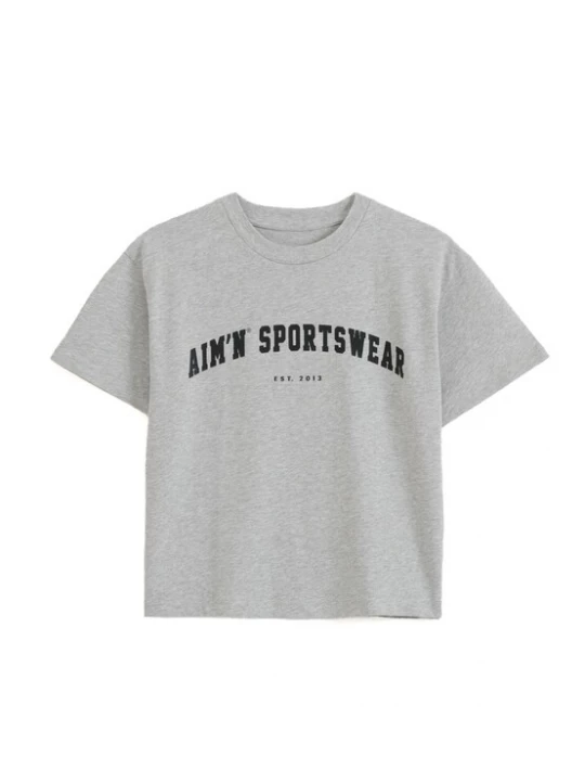 Foto van product Aim'n Shirt 'Varsity' grijs / zwart AIMN