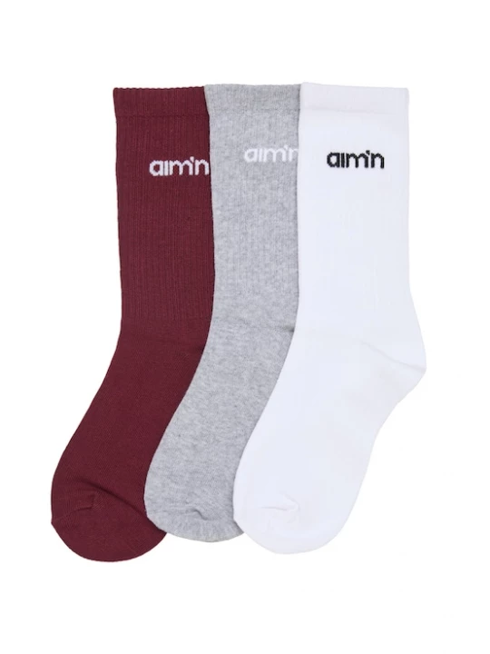 Foto van product Aim'n Sportsokken lichtgrijs / bordeaux / wit AIMN