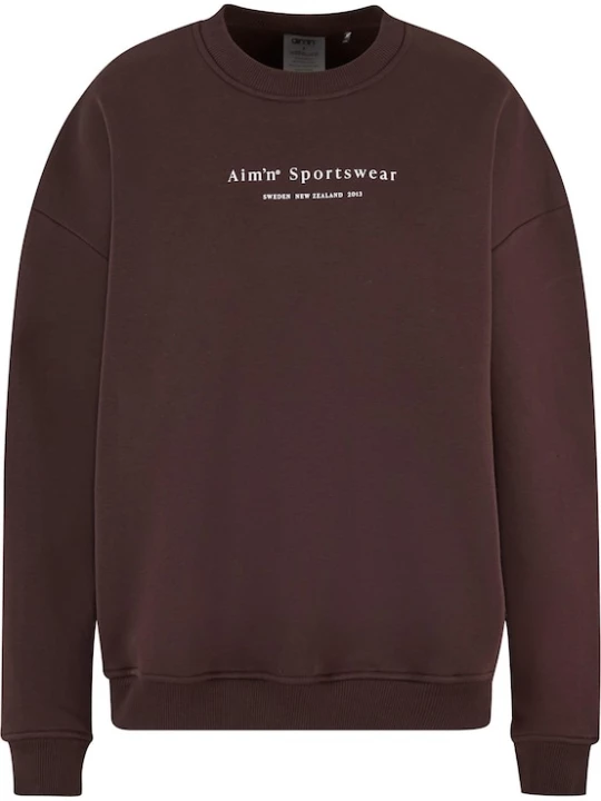 Foto van product Aim'n Sweatshirt 'Serif' donkerbruin / wit AIMN