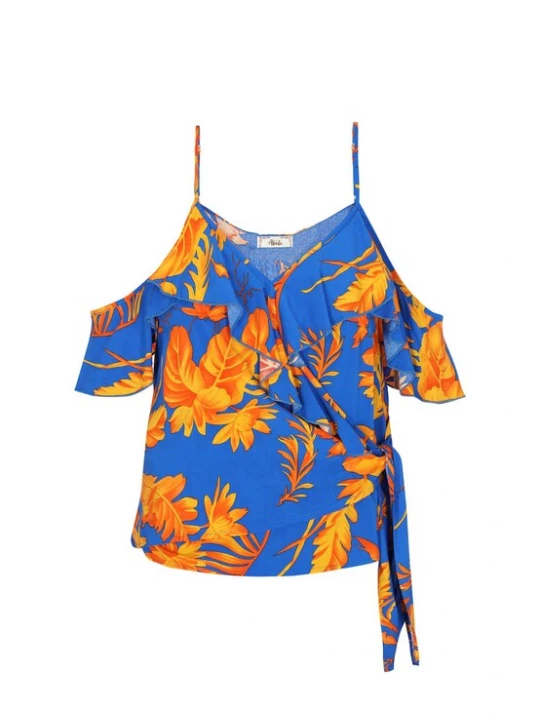 Foto van product aleida Blouse blauw / oranje