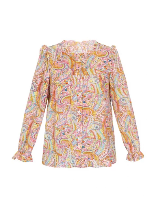 Foto van product ebeeza Blouse 'Fashion Look' lichtblauw / geel / oranje / lichtroze