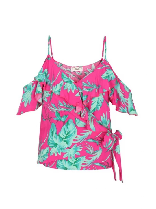 Foto van product aleida Blouse mintgroen / jade groen / pink