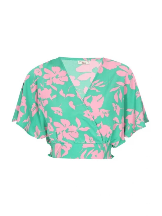 Foto van product aleida Top groen / rosa