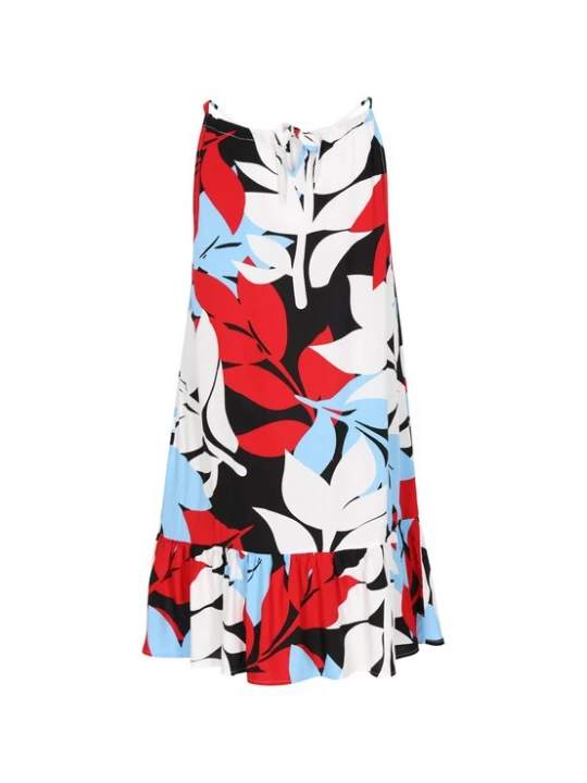 Foto van product aleida Zomerjurk 'Fashion Look' lichtblauw / vuurrood / zwart / wit