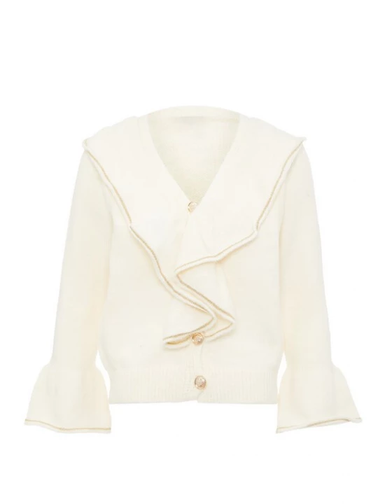 Foto van product aleva Gebreid vest camel / wolwit