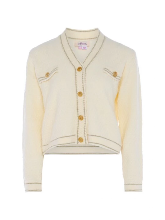 Foto van product aleva Gebreid vest goud / wolwit