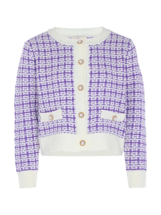 Foto van product aleva Gebreid vest lila / wolwit