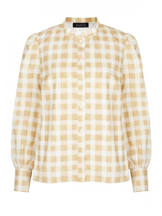 Foto van product Aligne Blouse 'Corinne' goudgeel / wit