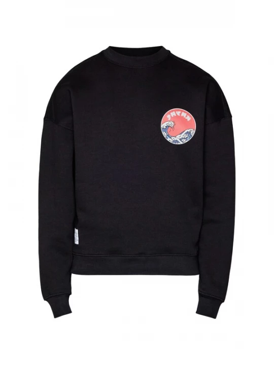 Foto van product ALPHA INDUSTRIES Sweatshirt 'Japan Wave Warrior' donkergrijs / rood / zwart / wit