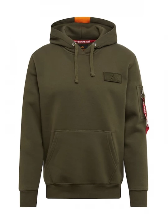 Foto van product ALPHA INDUSTRIES Sweatshirt 'Red Stripe' kaki / oranje / rood / wit