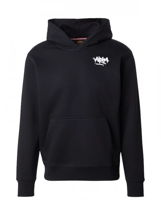 Foto van product ALPHA INDUSTRIES Sweatshirt 'Signature' zwart / wit