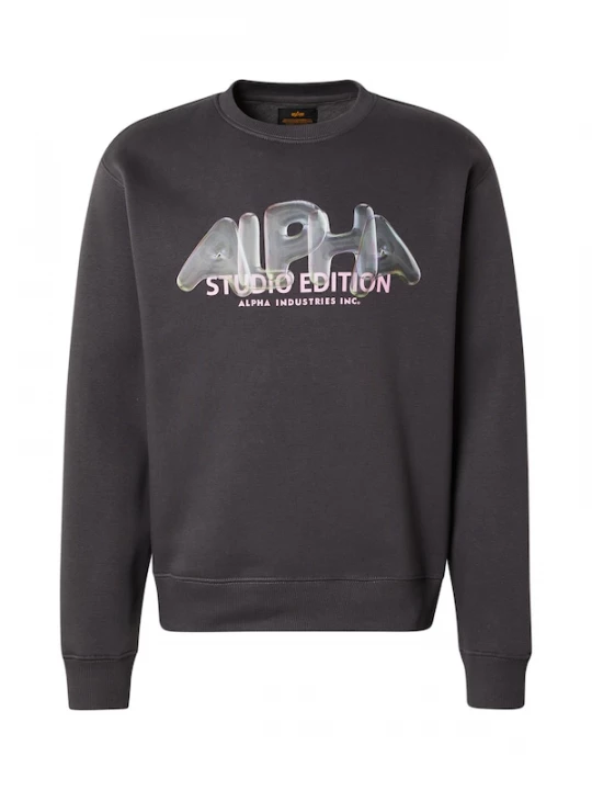Foto van product ALPHA INDUSTRIES Sweatshirt 'Studio Edition Vibe' donkergrijs / pastelgroen / rosa