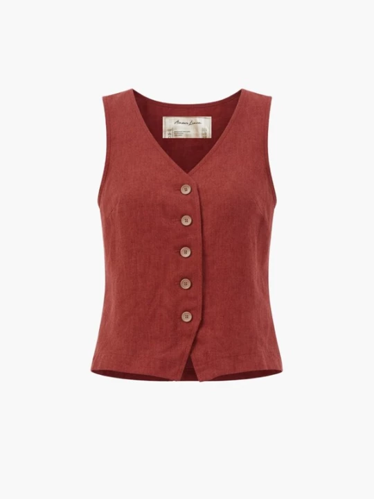 Foto van product AmourLinen Bodywarmer 'Greta' donkerrood