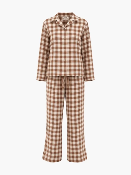 Foto van product AmourLinen Pyjama 'Snooze' donkerbruin