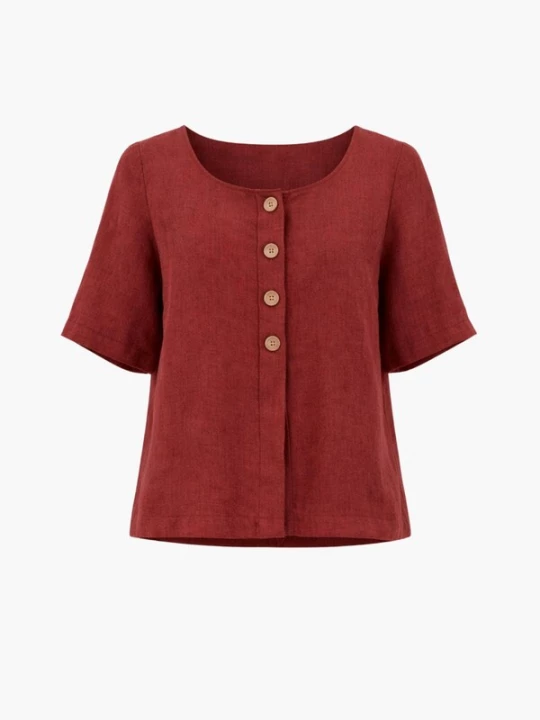 Foto van product AmourLinen Top 'Maeve' donkerrood